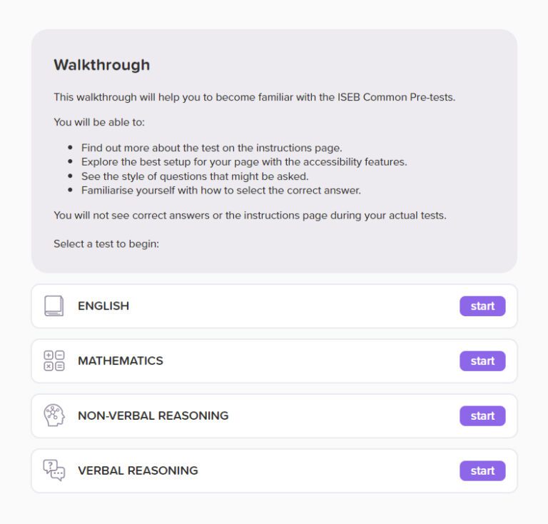 ISEB PreTests for Schools Information for senior schools